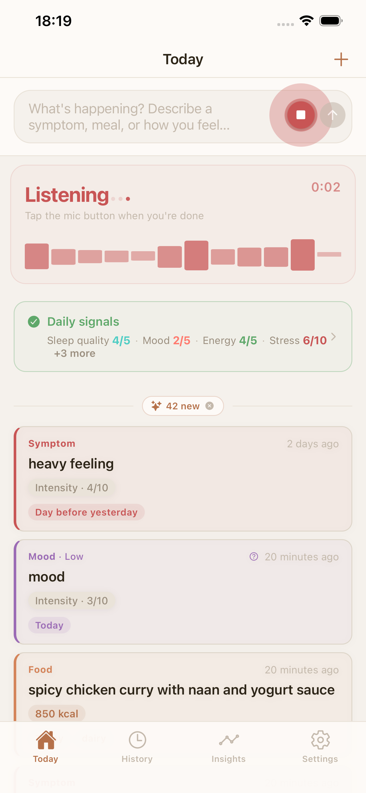 Symptom app screenshot